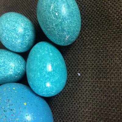 #129 Group of Blue Speckled Easter Ornaments, Eggs
