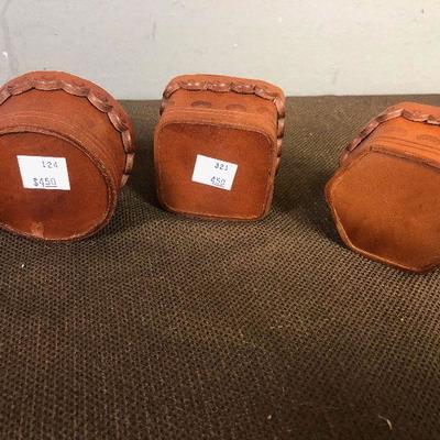 #143 3 Hand tooled leather boxes 
