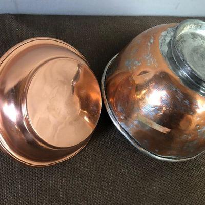 #144 Hand crafted Copper candle stick and bowl 