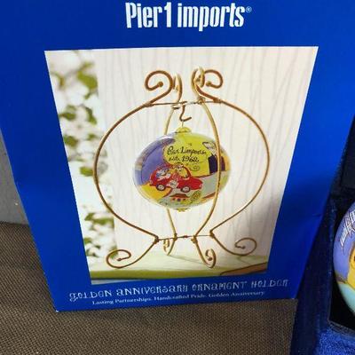 #324 Pier One Golden Anniversary Ornament with Holder 