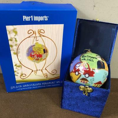 #324 Pier One Golden Anniversary Ornament with Holder 
