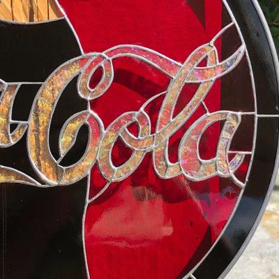 Fantastic Coca Cola Stained Glass Window 19 Inch Diameter