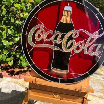 Fantastic Coca Cola Stained Glass Window 19 Inch Diameter