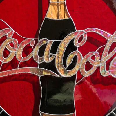 Fantastic Coca Cola Stained Glass Window 19 Inch Diameter