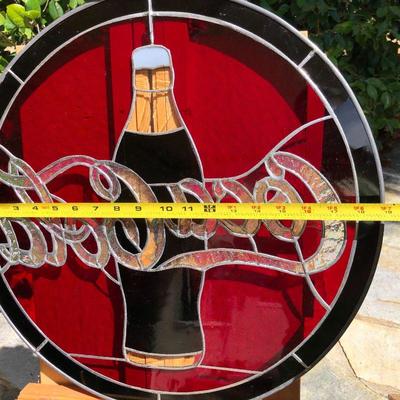 Fantastic Coca Cola Stained Glass Window 19 Inch Diameter