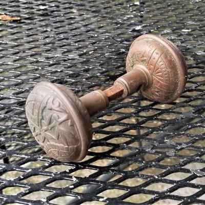 Lot #141  Antique Ornate Doorknob set - metal