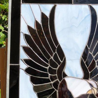 Harley Davidson Motor Cycles Logo and Eagle Stained Glass Window