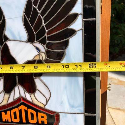 Harley Davidson Motor Cycles Logo and Eagle Stained Glass Window