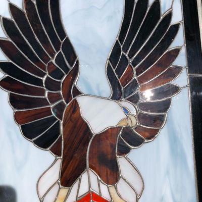 Harley Davidson Motor Cycles Logo and Eagle Stained Glass Window