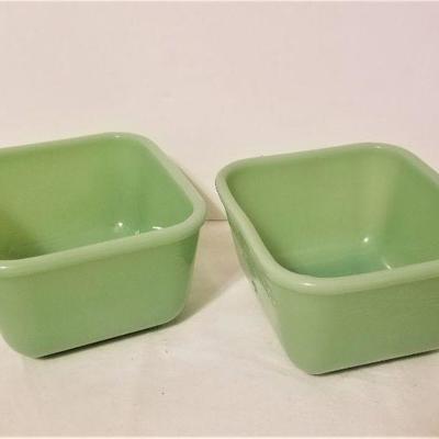 Lot #159  Lot of two Jadite Refrigerator Dishes