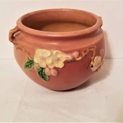 Lot #162  ROSEVILLE pottery vintage vase in the Apple Blossom pattern