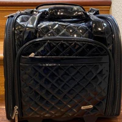 16. Black Patent Leather Travel  Carry-On