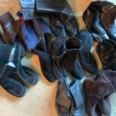 39. Large lot of  Designer Leather Boots (Woman’s 10) 