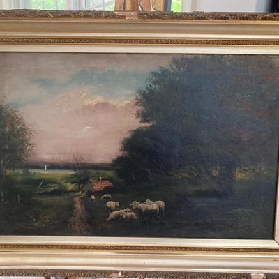 Lot # 718 Antique Oil Painting of Landscape 