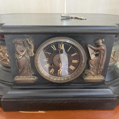 Lot # 718 Antique Greek Mantle Clock with Key 