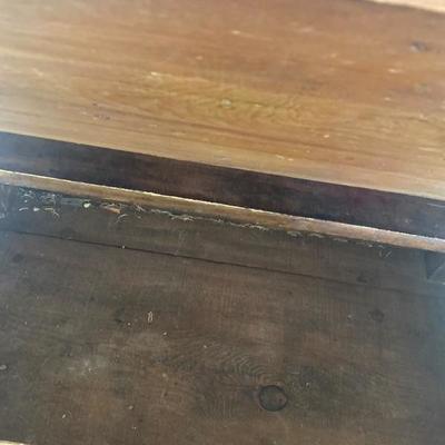 Lot # 722 Antique Primitive Pine Slant Front Desk with Lamp 