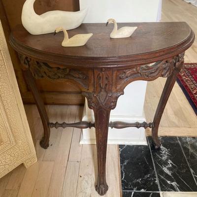 Lot # 732 Small Console Table with Carved Swans 