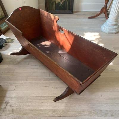 Lot # 734 Antique Wooden Cradle 