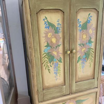Lot # 738 Large Painted Wardrobe Cabinet 
