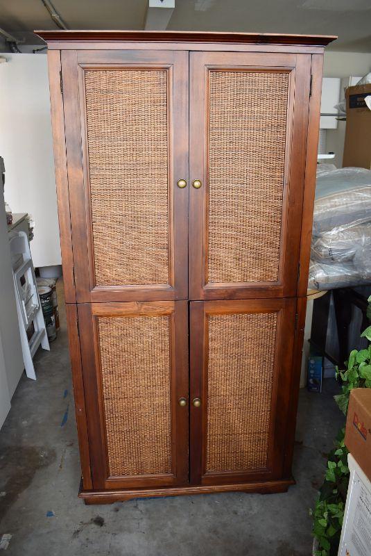 Lot 22, Pier One Imports Armoire with Storage Baskets, could also be