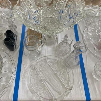 Lot # 754 Pressed glass punch bowl lot 
