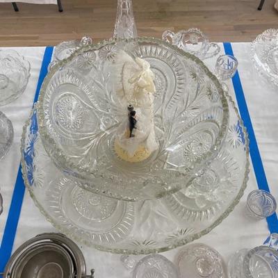 Lot # 757 Pressed Glass punch bowl lot 