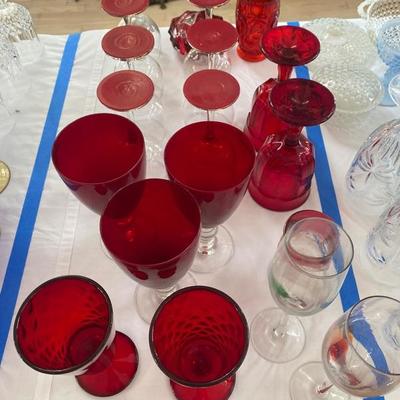Lot # 770 Red Glass Stemware Lot 