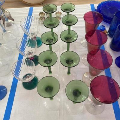 Lot # 773 Green and Red Glassware lot 