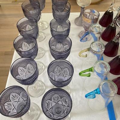 Lot #775 Lavender Pressed glass goblets 