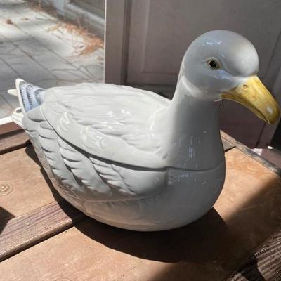 Lot # 818 Antique Wooden Chest w/ Tool Caddy and Seagull