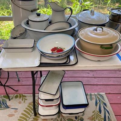 Lot # 835 Large Lot of Enamel ware 