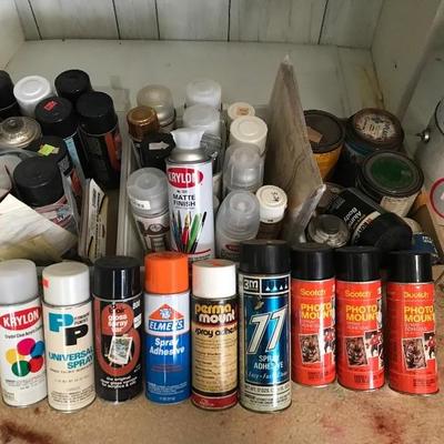 Lot # 1202 Spray paints, & Glue guns