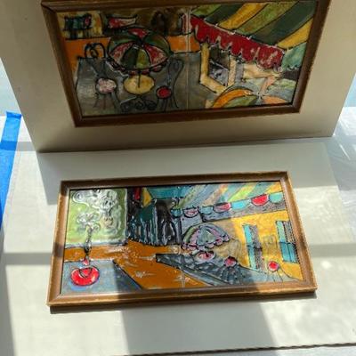 Lot # 860 Pair of Hand-painted framed tiles 