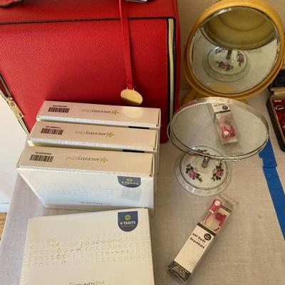 Lot# 864 Ancestry DNA kits purse vanity mirrors