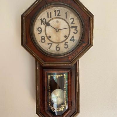 Lot #874 Antique Wall Clock 