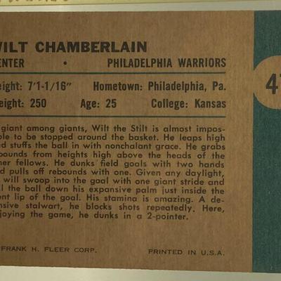 A72: Wilt Chamberlain 1961 Fleer Rookie Action #47