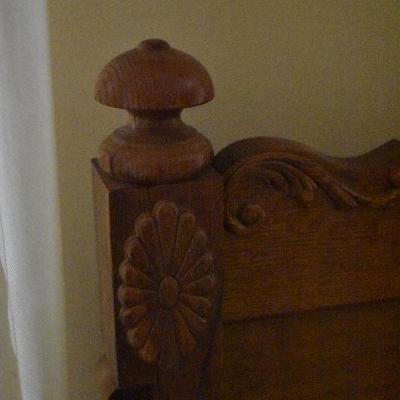 Vintage Oak Headboard - Queen Sized Bed