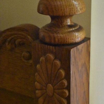 Vintage Oak Headboard - Queen Sized Bed