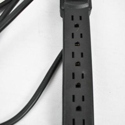 Black Power Strip Extension Cord with 6 Outlets. 12 feet long