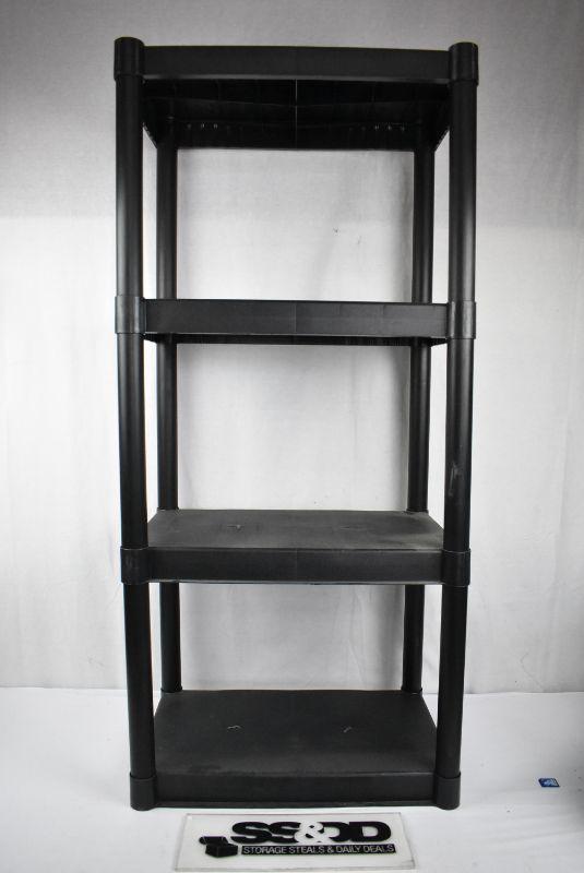 Black Plastic Shelf 4 Shelves, 22" x 14" x 48"