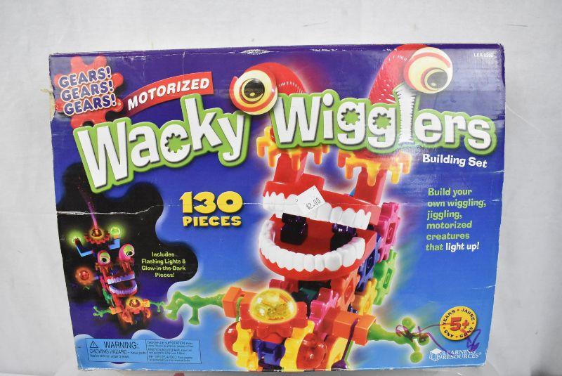 Wacky Wigglers Gears Toys. Box + Clear Bin