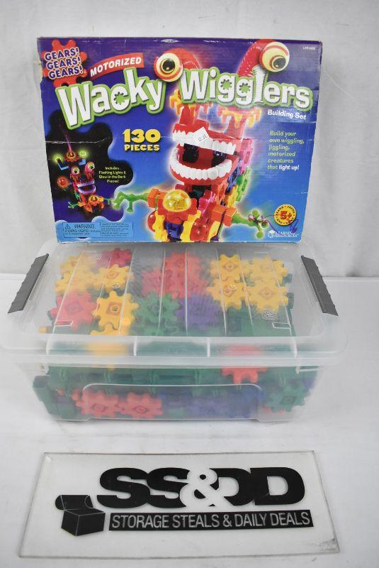Wacky Wigglers Gears Toys. Box + Clear Bin