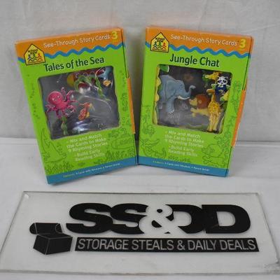 See-Through Story Cards, 2 Sets: Tales of the Sea & Jungle Cat