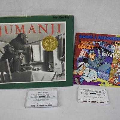 3 Books with Audio Cassettes: Jumanji, Inspector Gadget, & Valentine