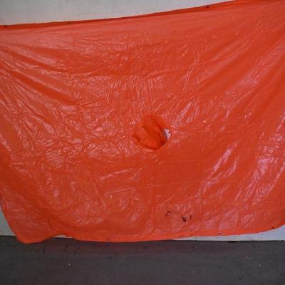 Orange Poncho & Blue Tarp (8 feet by 10 feet)