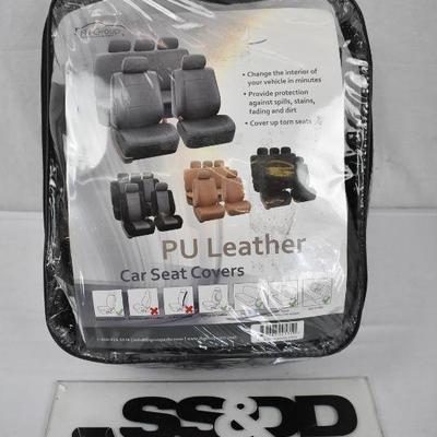 PU Leather Car Seat Covers, Gray - New