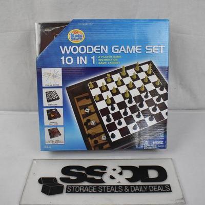 Wooden Game Set, 10 in 1 - New