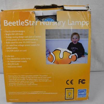 BeetleStar Nursery Lamp: White/Blue Starfish Design. Damaged Box - New
