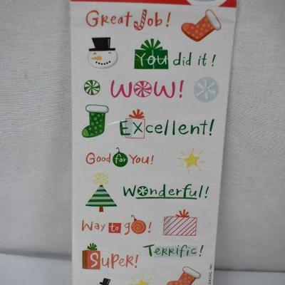 7 Packages of Christmas Teacher Stickers, 8 sheets in each package - New