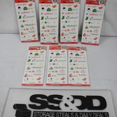 7 Packages of Christmas Teacher Stickers, 8 sheets in each package - New